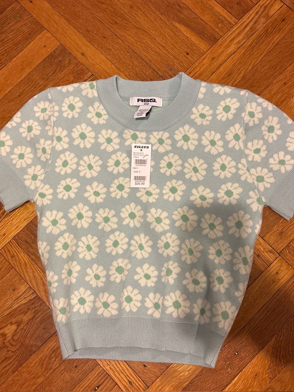 cropped floral sweater short sleeve